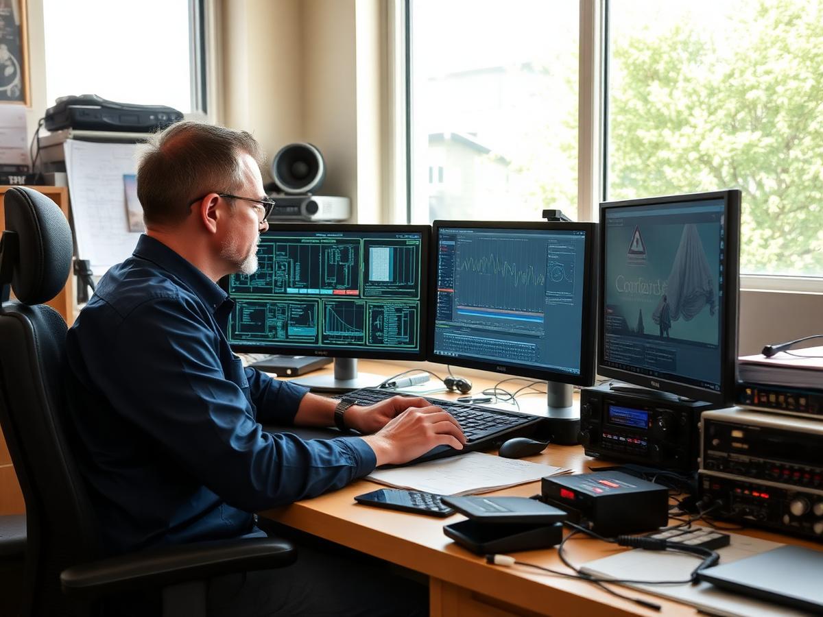 Engineer monitoring a data network